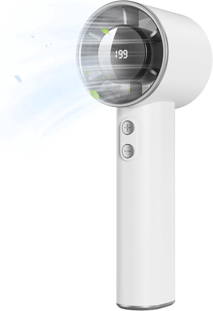 Solvix tafel ventilator geluidloos - Draagbare Handventilator - USB Oplaadbaar - 1-199 Ventilatorinstellingen - 13 Uur Accuduur - Voor Thuis, Kantoor en Onderweg