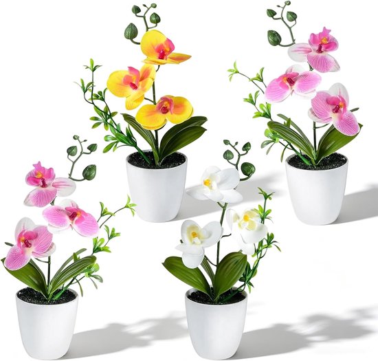 Kunstorchideeën set - Nep bloemen - Decoratie huis - Ziet er echt uit - 27 cm hoog - Meerdere kleuren