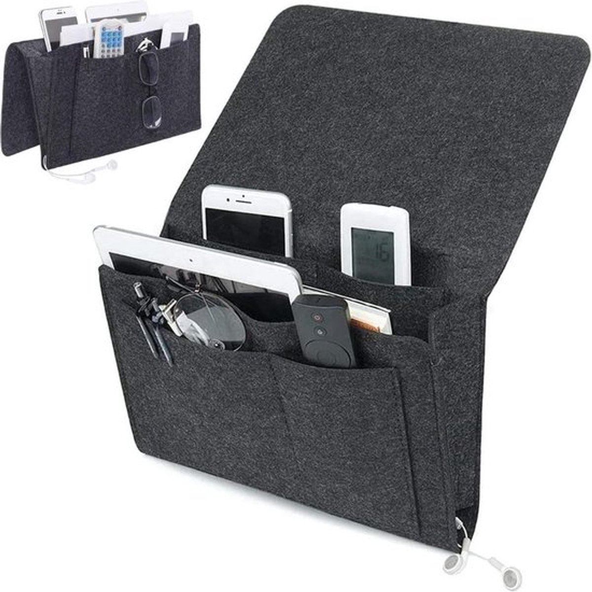 Inovra Plus - Vilten organizer tas met 5 vakken voor boeken, telefoons en brillen