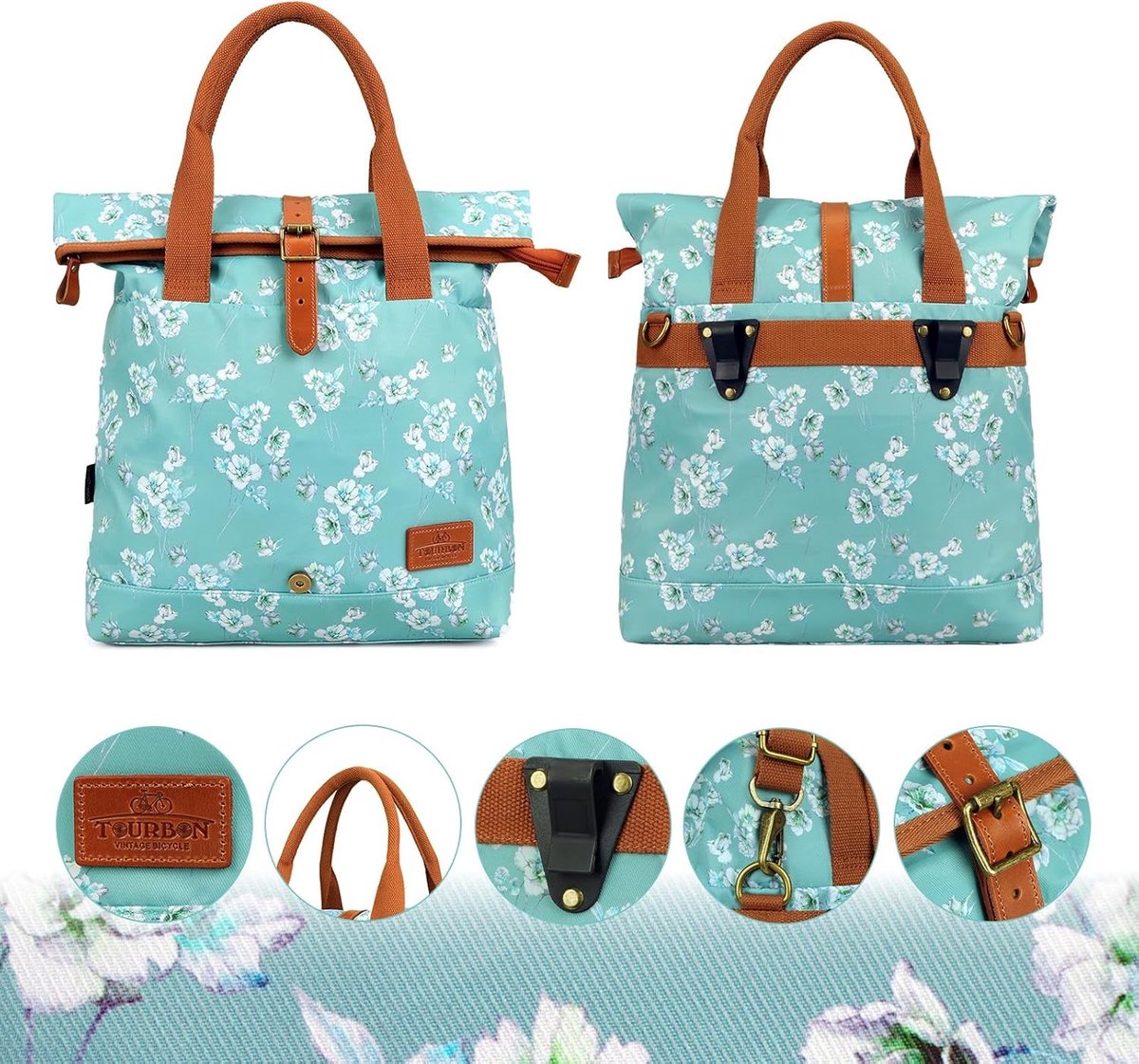 Fietstas - Waterdicht Canvas - Roll Top Sluiting - Afneembare Schouderriem - Voor Dames