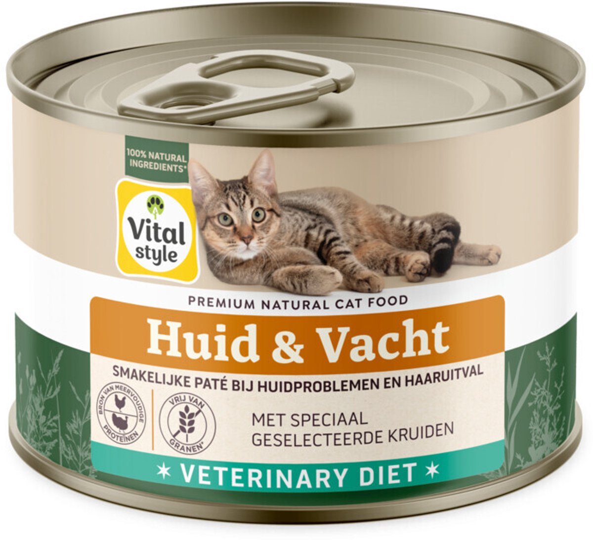 VITALstyle Vitalstyle Kattenvoer Blik Huid & Vacht - 12 x 200 gr - Voordeelverpakking