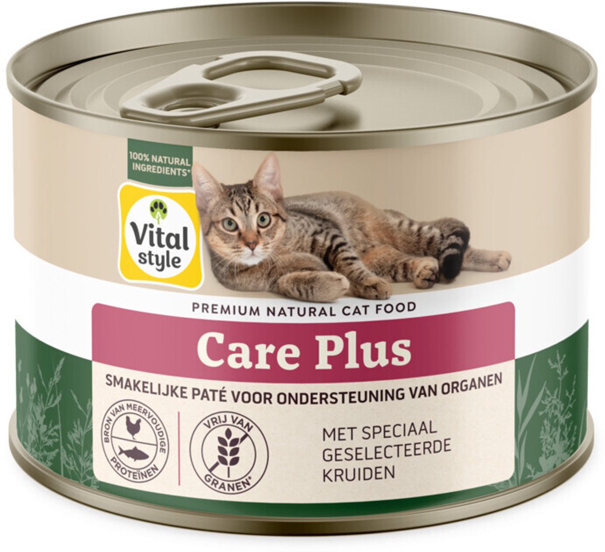 Vitalstyle Kattenvoer Blik Care Plus - 12 x 200 gr - Voordeelverpakking