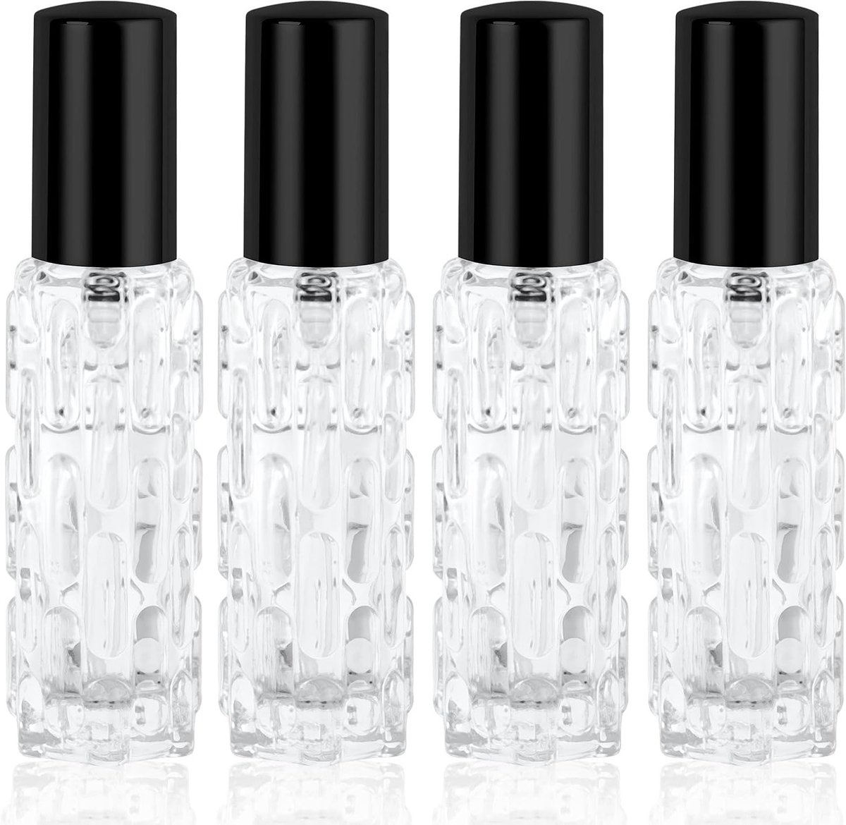 Vulbare Parfum Sprayfles 10 ml - Mini Atomiser voor Reizen, Decanteren en Luxe Geuren (Zwart, Set van 4)