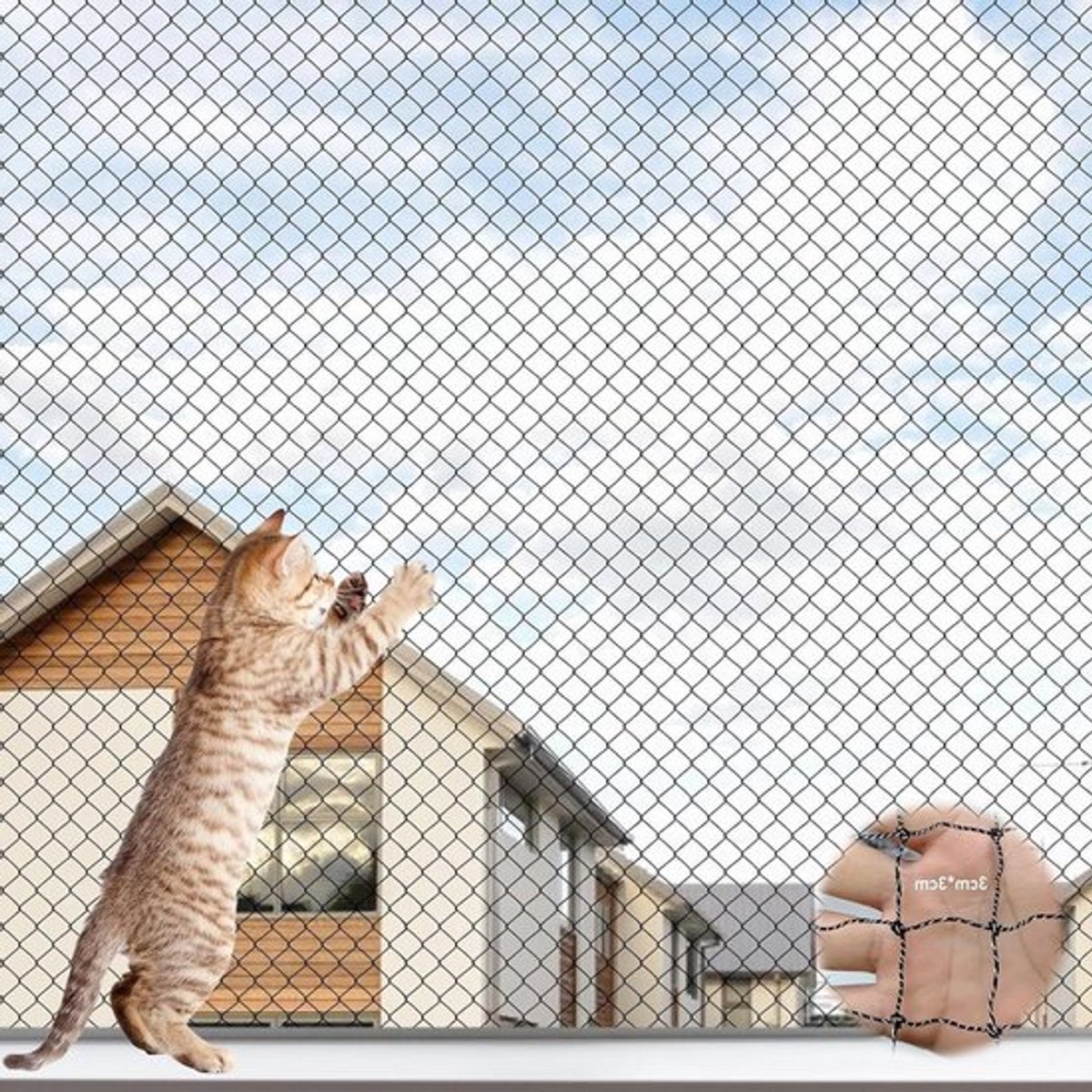 Kattennet balkon 6x3 m, draadversterkt Allecto Plus