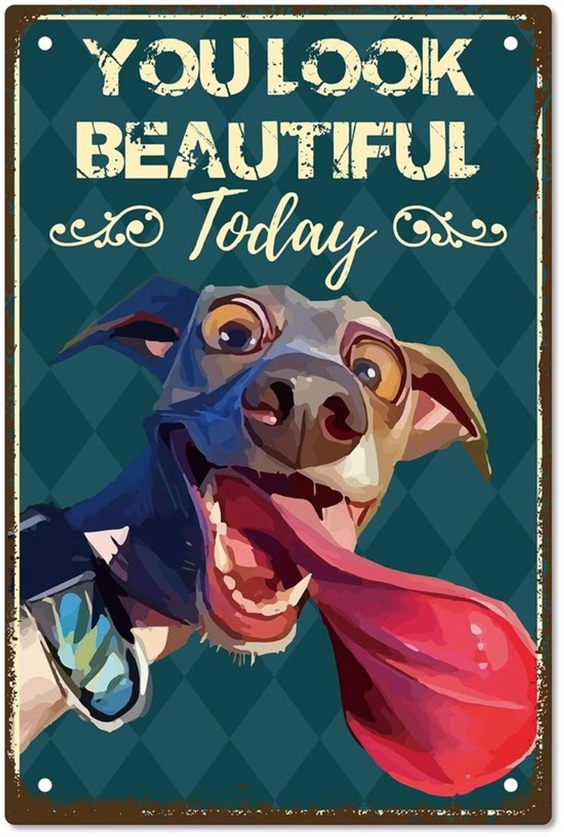 Retro hond bord - Vintage metalen muurdecoratie Zeynomax