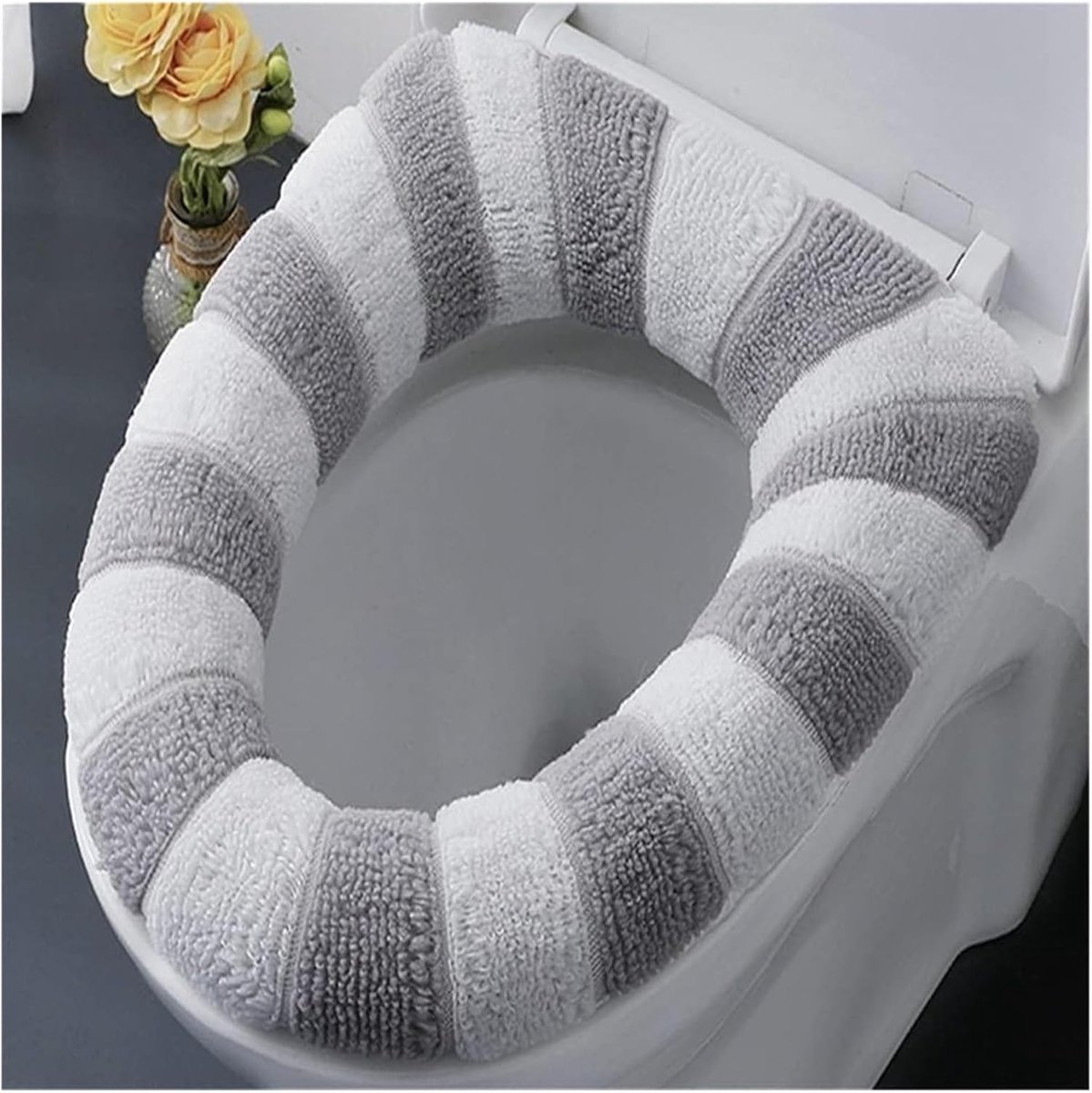 Toiletbrilhoes - Zachte hoes - Badkamer decoratie - Huidvriendelijk materiaal - 1 kg - Grijs