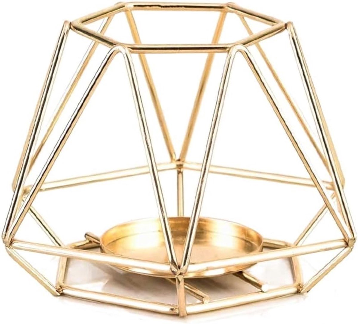 Kandelaar Gouden Geometrisch - Theelichthouder Metaal - Woonkamer Decoratie - Stijlvol Design - Niet gespecificeerd - Goud