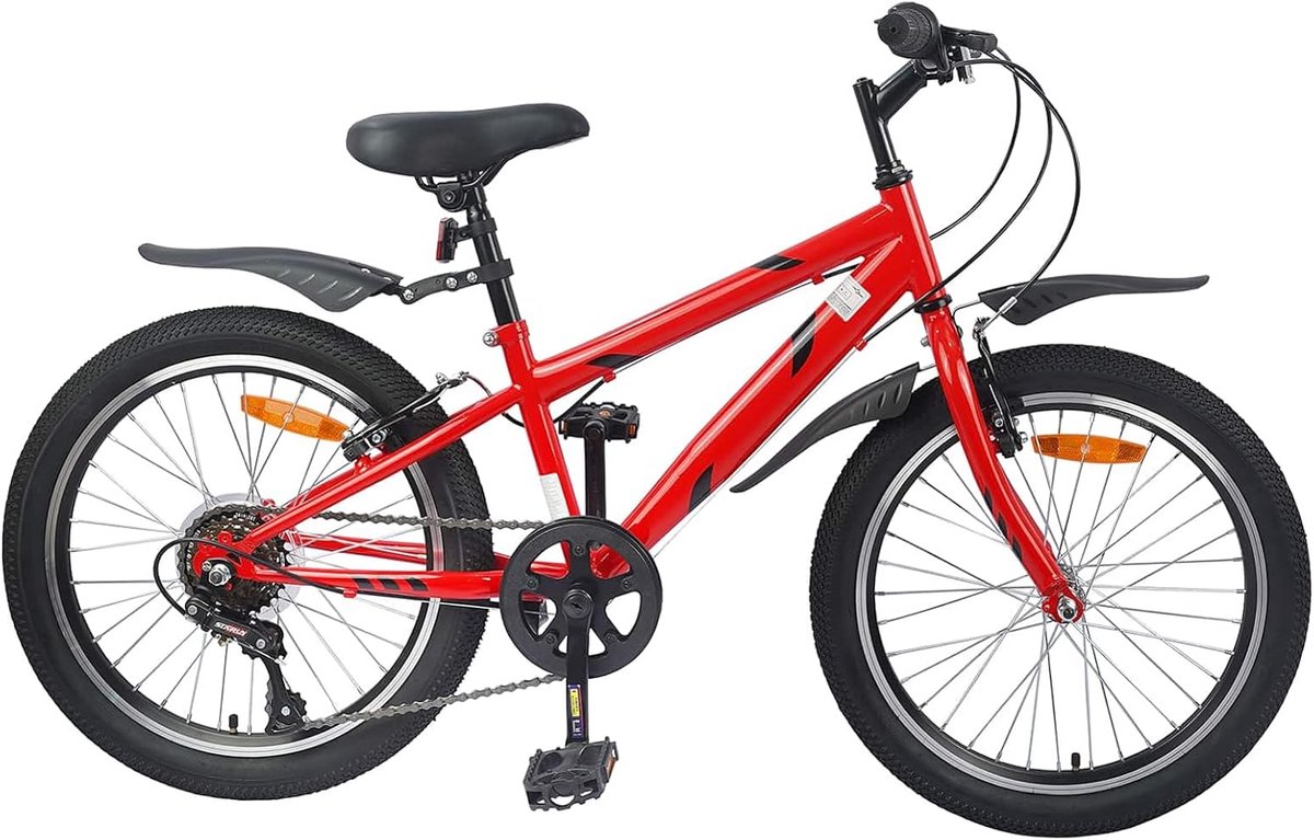 Kinderfiets Jeugdfiets Buiten spelen 6 versnellingen 20 inch Rood