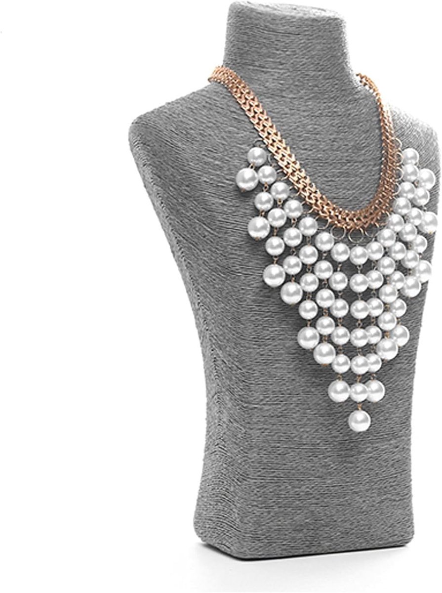 Sieradenstandaard Buste - Ketting Display - Sieraden Presenteren - Voorkomt Klitten - 21cm - Grijs