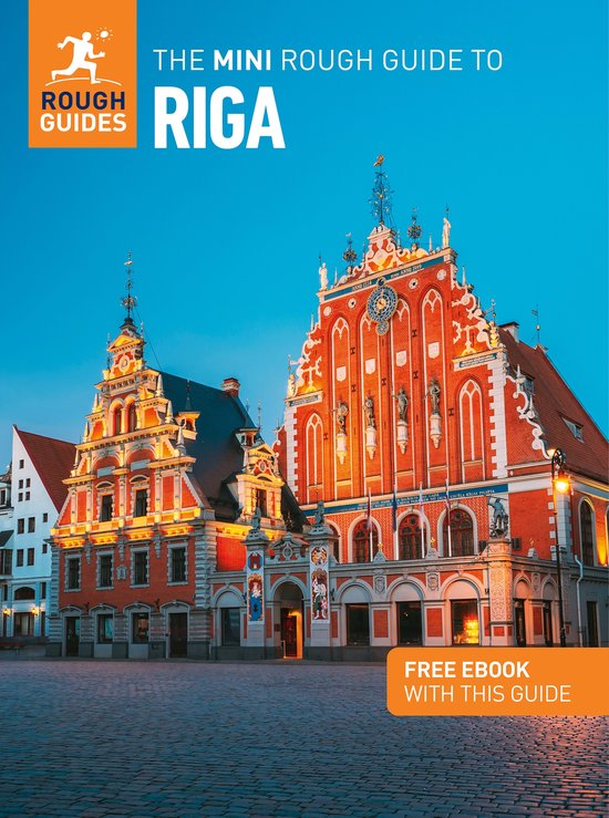 Boek "The Mini Rough Guide to Riga" met afbeelding van het stadhuis van Riga.