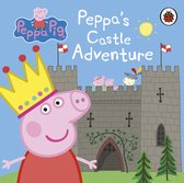 Peppa Pig met een kroon voor een kasteel, met de tekst 'Peppa's Castle Adventure'.
