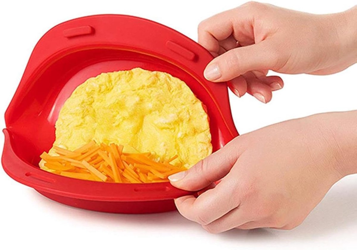 Omelet Pan - Magnetron Pan - Snel Ontbijt Maken - Geïntegreerd Vouwbaar - 24 cm - Veelkleurig