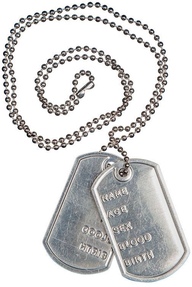 Naamplaatje aan ketting voor soldaat
