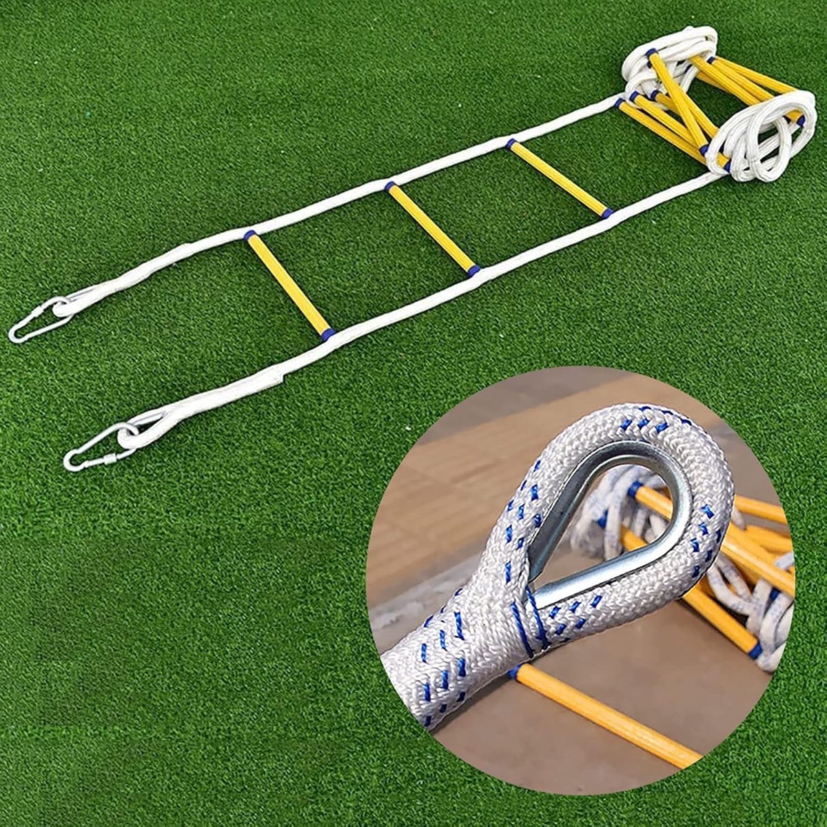 Noodladder - Touwladder Evacuatie - Veilige Ontsnapping - Vlamvertragend Materiaal - 12 Meter - Wit