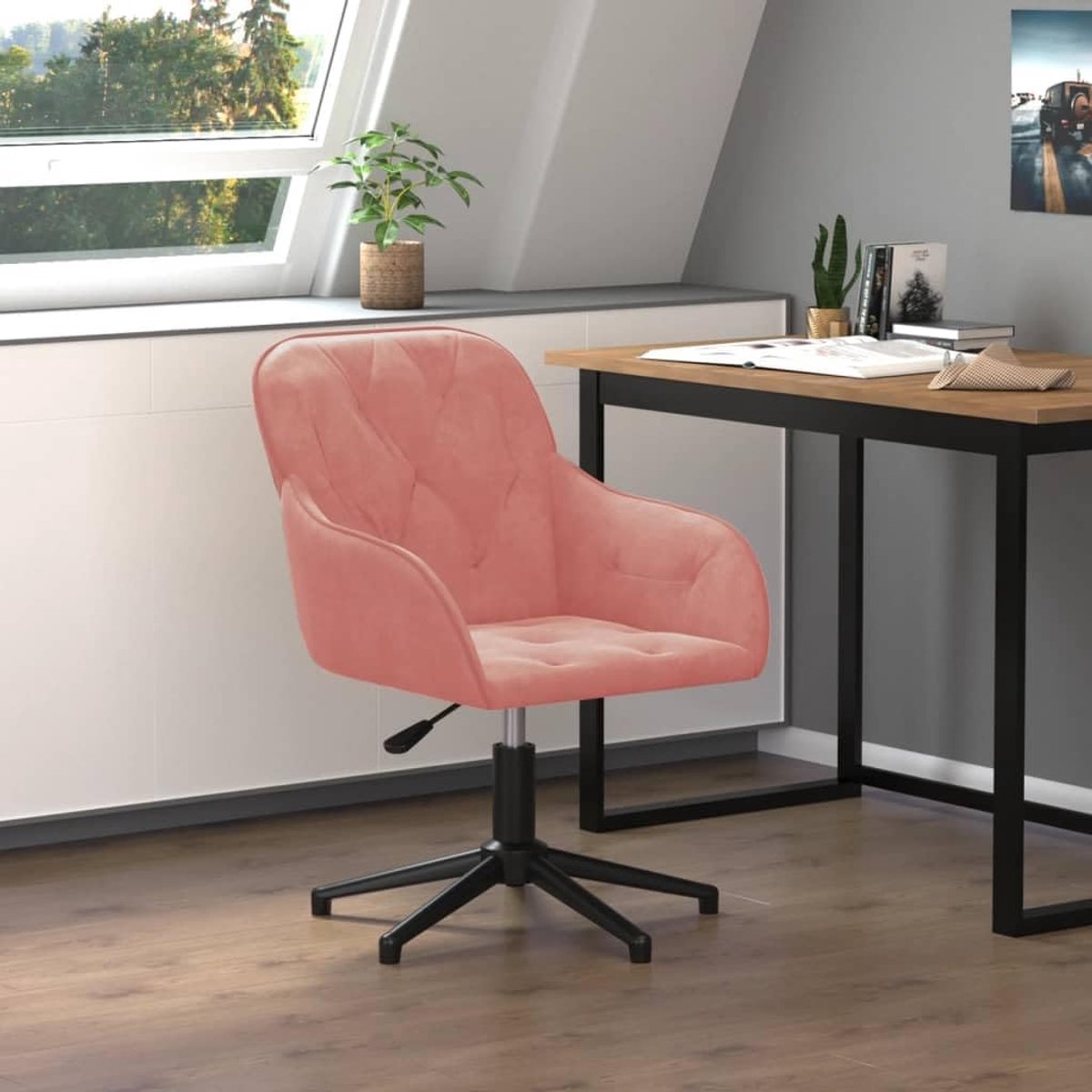 Draaibare Bureaustoel - Comfortabele Studio Stoel - Thuiswerken Comfortabel - Zacht Fluweel Design - Niet Gespecificeerd - Roze