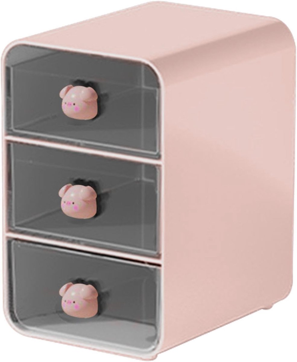 Bureau Opbergdoos - Laden Organizer - Bureau Netjes Houden - Stapelbaar Ontwerp - 3 Lades - Roze