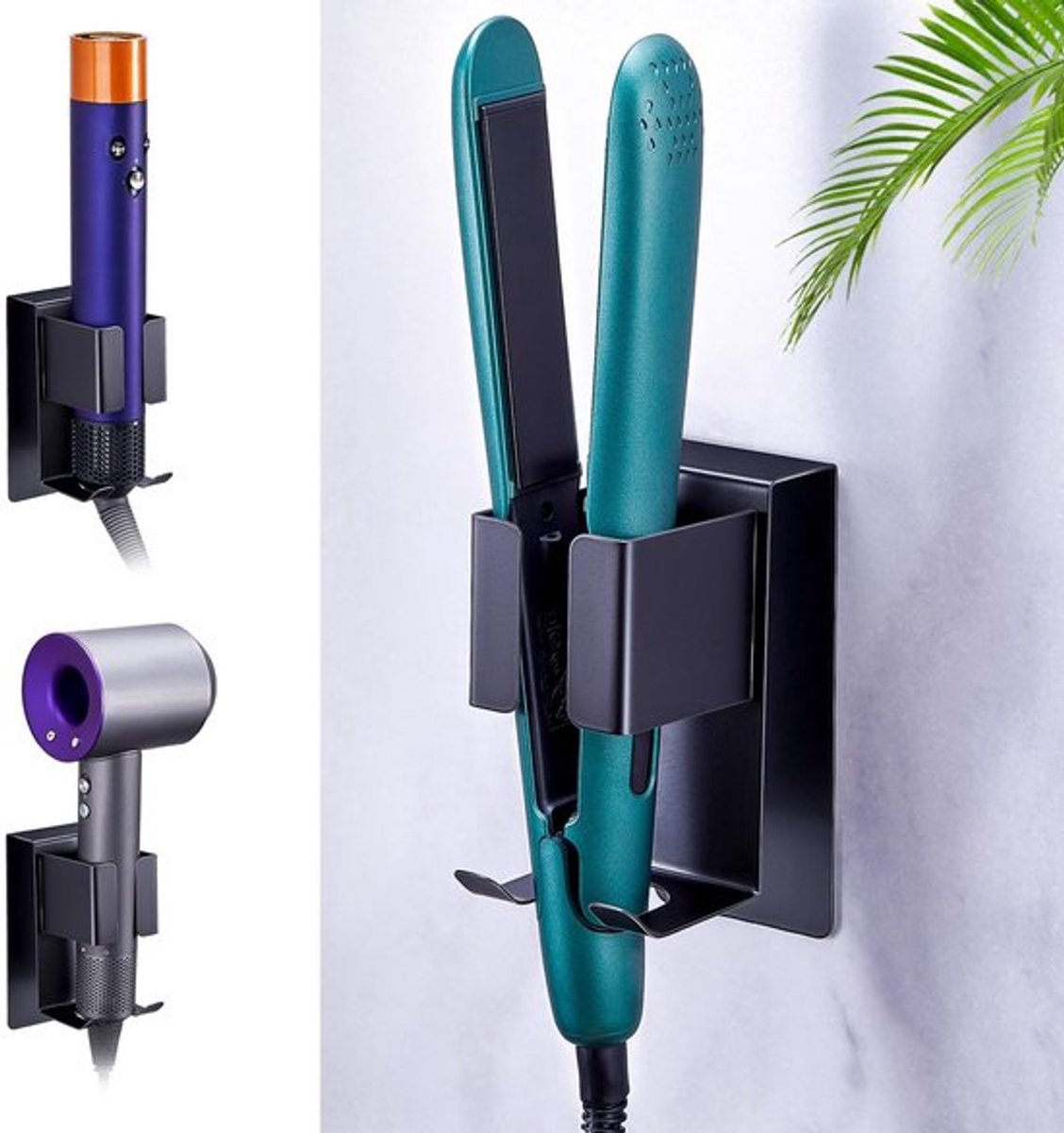 NTHProducts - Haarföhn Houder - Wandhouder - Multifunctioneel - Zwart - Organizer