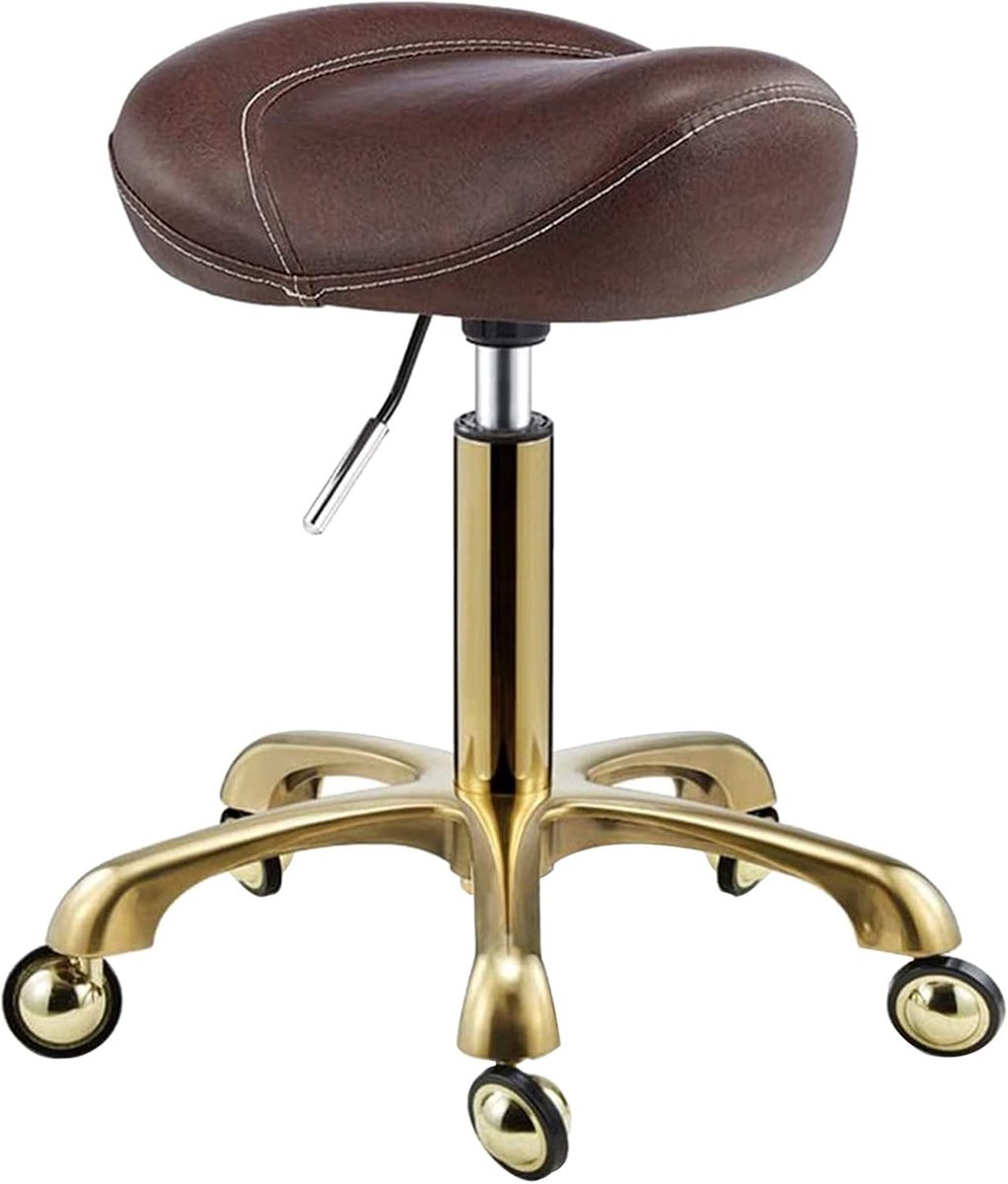 Draaibare Zadelkruk - Werkstoel Kantoor - Comfortabel Zitten - In Hoogte Verstelbaar - 45-60 cm - Donkerbruin