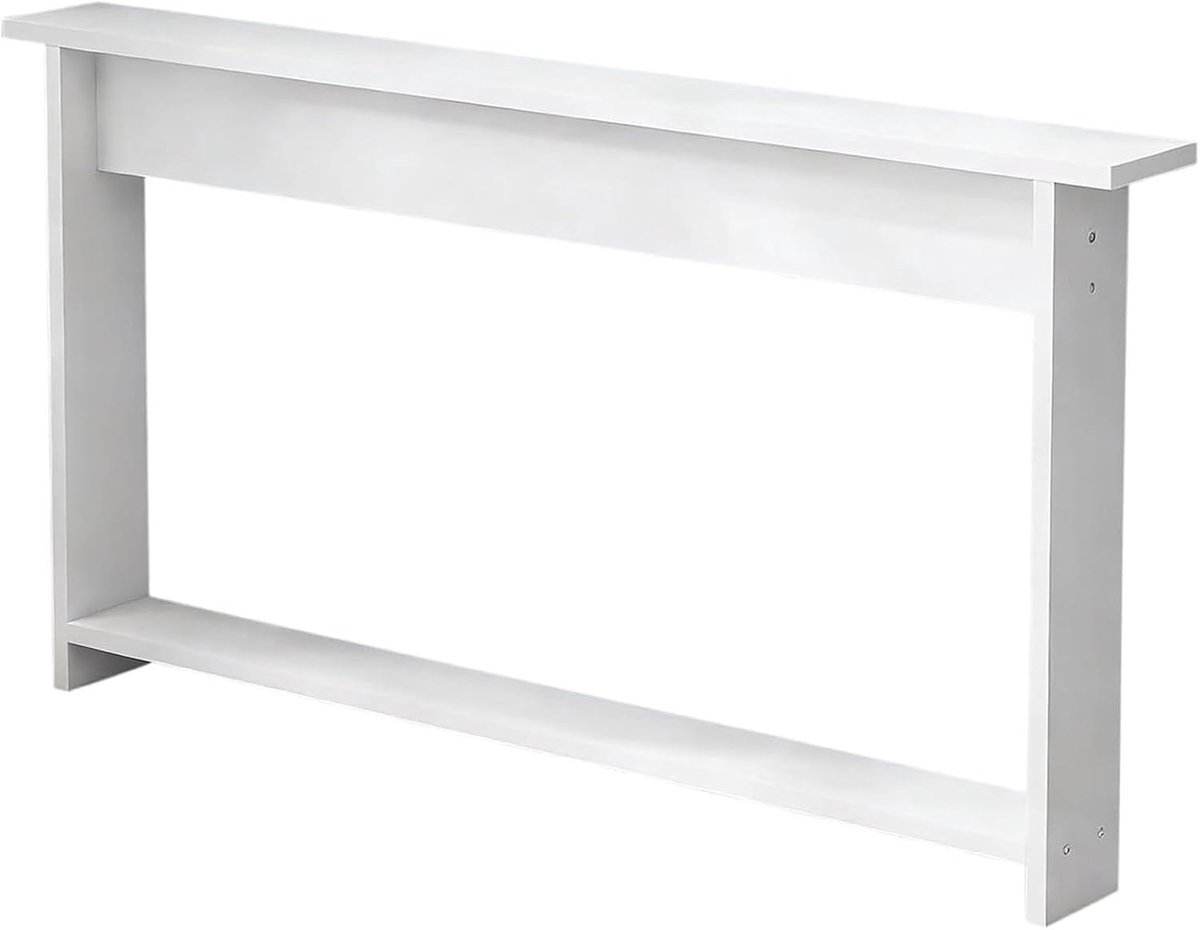 Houten bijzettafel - Smalle tafel - Ruimte maximaliseren - Twee niveaus - 140 cm breed - Wit