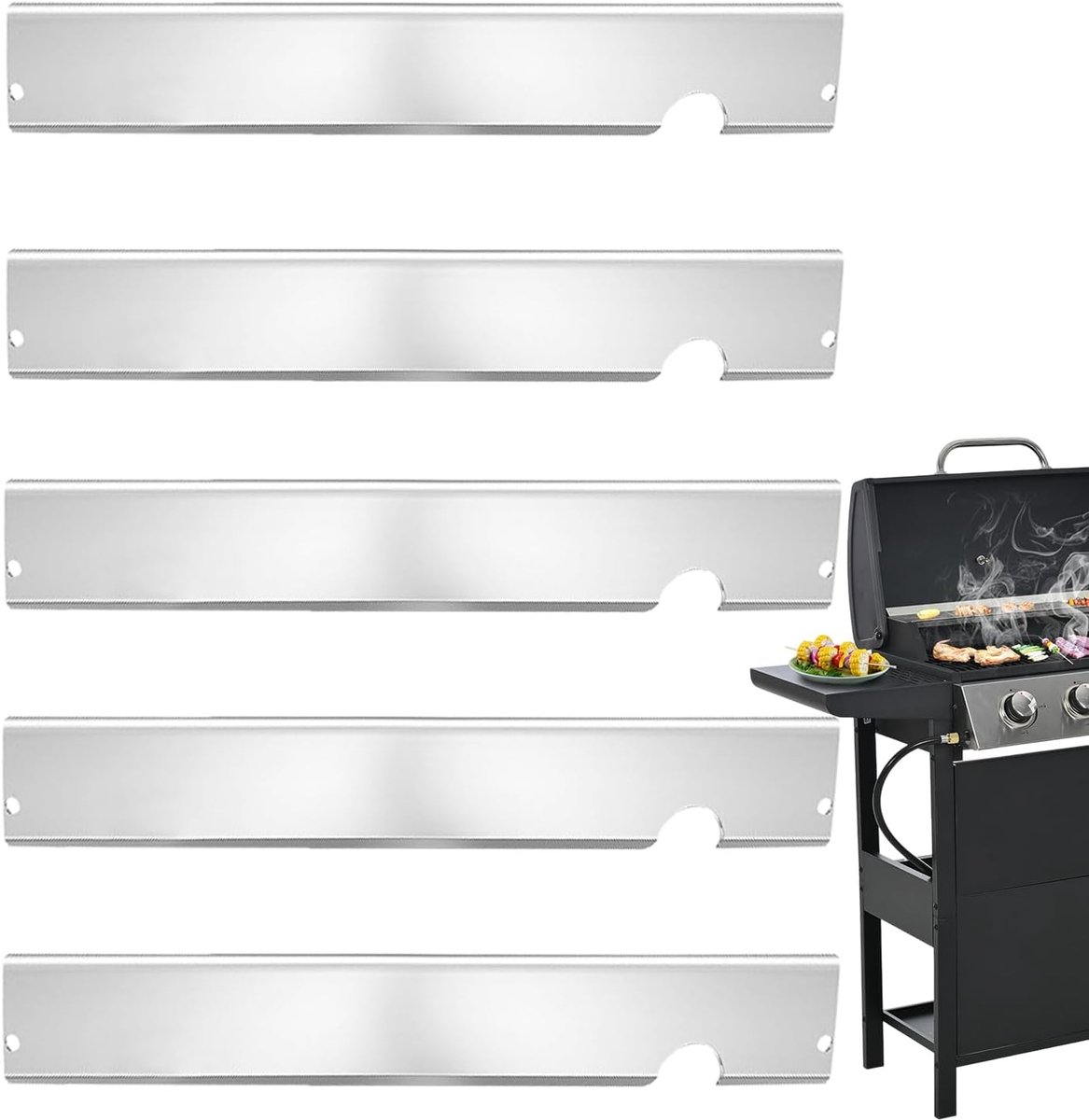 Grill Warmteplaten BBQ Onderdelen Buiten Koken Gelijkmatige Warmte 46 x 16 cm Zilver