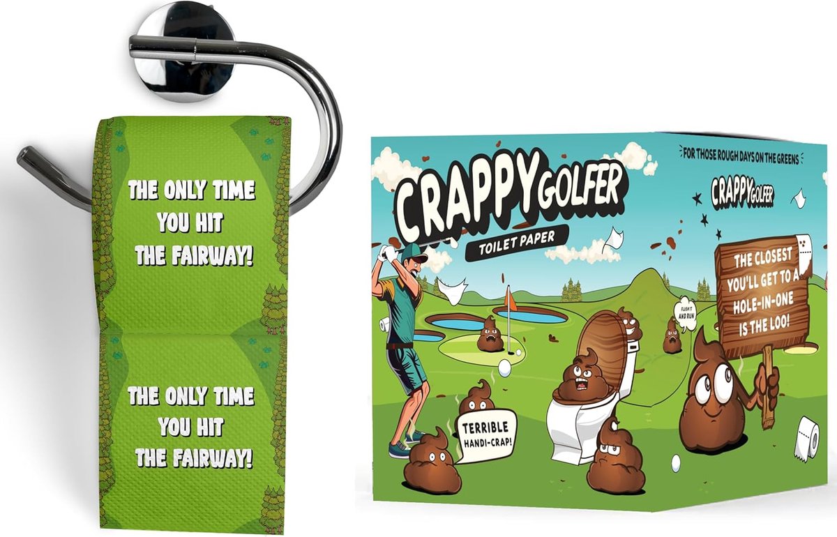 Grappig Toiletpapier - Golf Cadeau - Badkamer Humor - Geestige Golf Humor - 10.5 cm - Wit