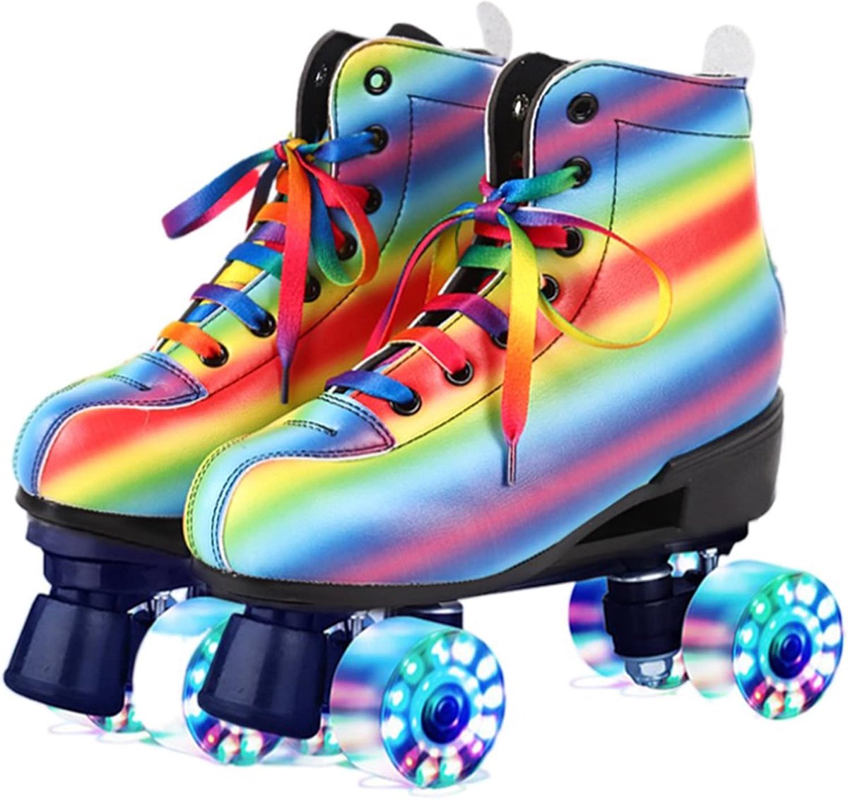 Rolschaatsen Kinderen Quad Skates Buiten Sporten Dubbele Rij – Regenboog LED