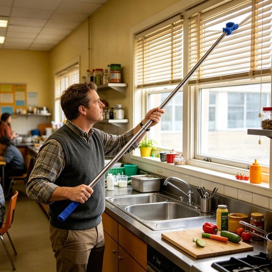 Raamopener Staaf - Telescopisch Gereedschap - Hoge Ramen Openen - Roestvrij Staal - 152 cm Lengte - Zilver — afbeelding 4