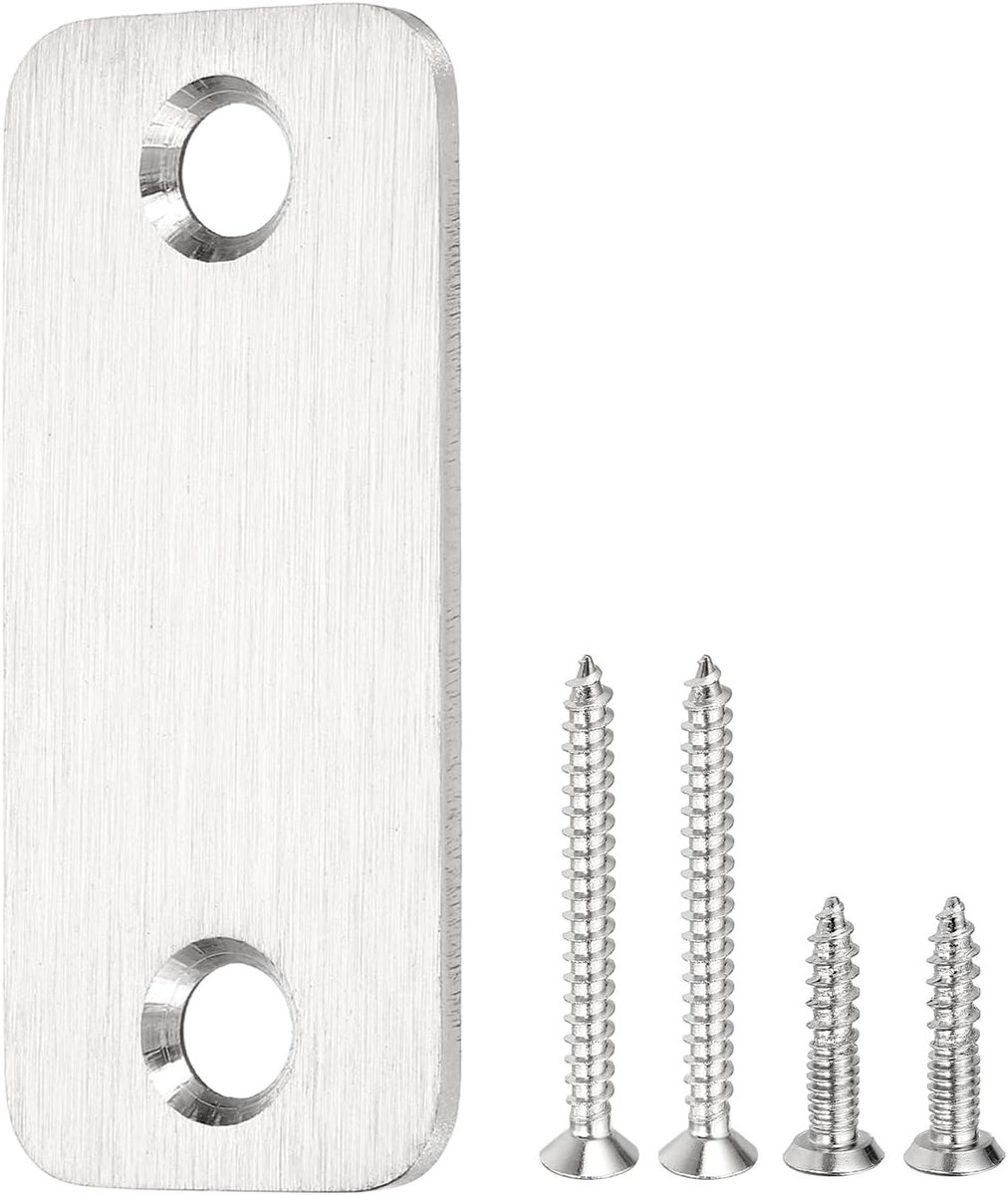 Deurrand Gat Vulplaat - Sluitplaat Afdekking - Deur Afwerken - Roestvrij Staal - 56 x 25 mm - Zilver
