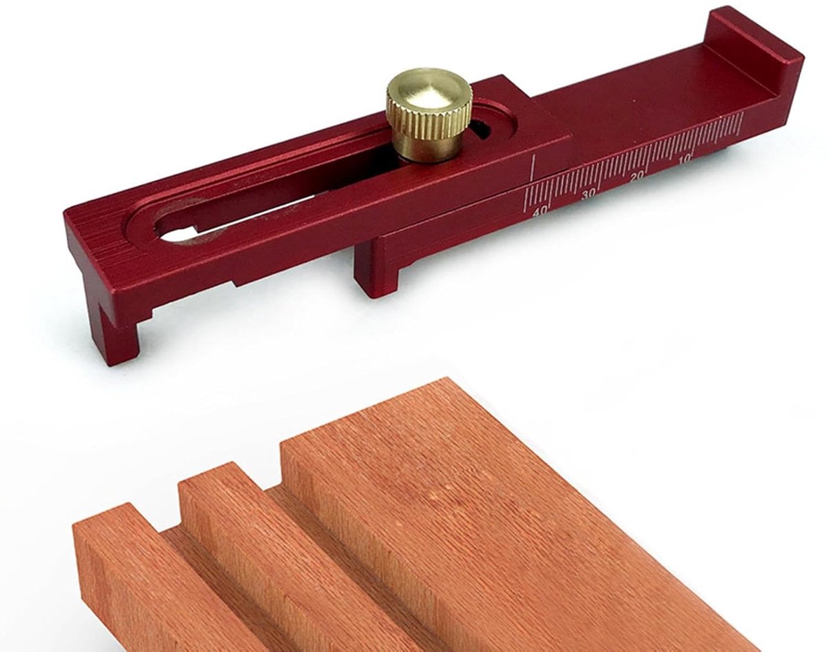 Diktemeetgereedschap - Houtbewerking Liniaal - Nauwkeurig Meten - Zaagsleuf Versteller - 8.5 x 2 x 2 cm - Aluminium