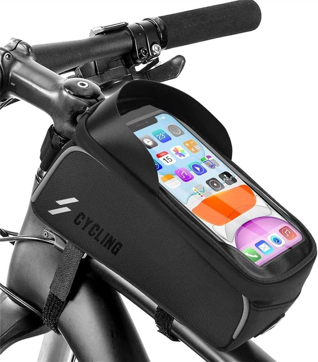 Fiets Bovenbuistas - Frame Tas - Fietsen Onderweg - Waterafstotend Materiaal - Tot 6 Inch - Zwart