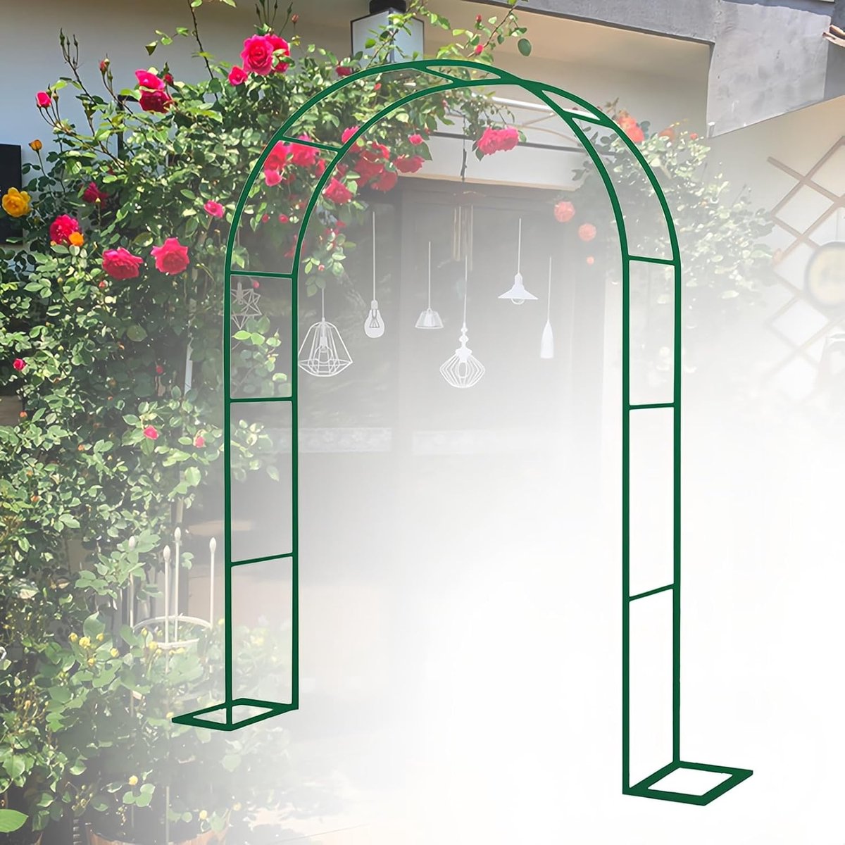 Metalen tuinboog - Tuinprieel latwerk - Tuin verfraaien - Roestbestendig ontwerp - 300 x 220 cm - Donkergroen