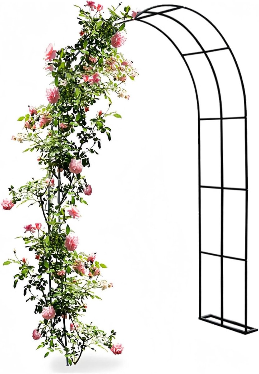 Metalen Rozenboog - Tuin Prieel - Planten Ondersteunen - Zwaar Verzinkt - B350 x H220cm - Zwart