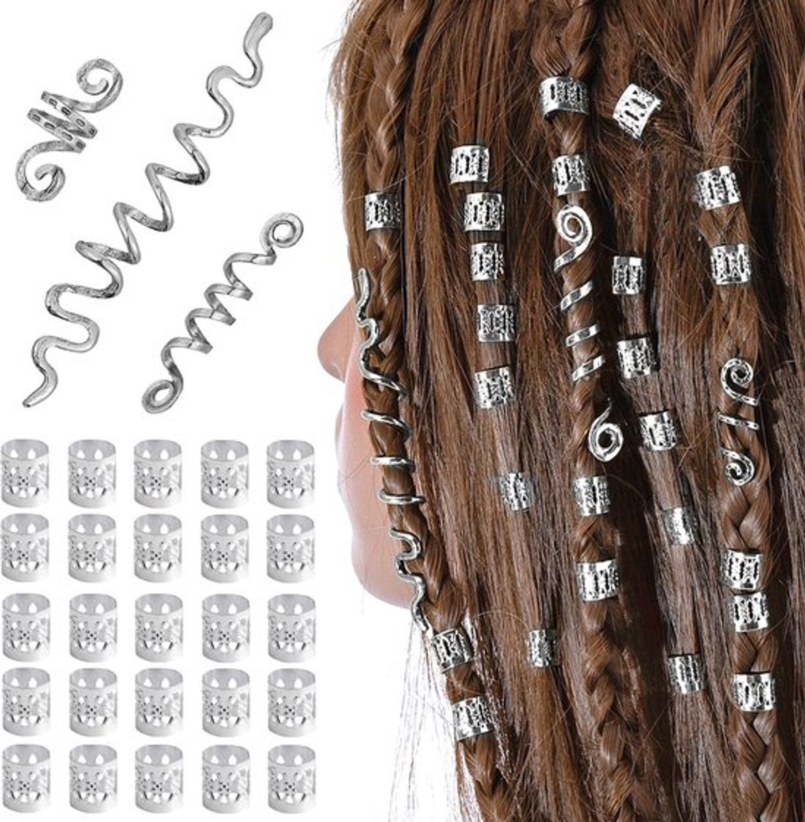 Store_8 - Sierlijke dreadlocks haarspiralen clips - Verstelbare metalen manchetten
