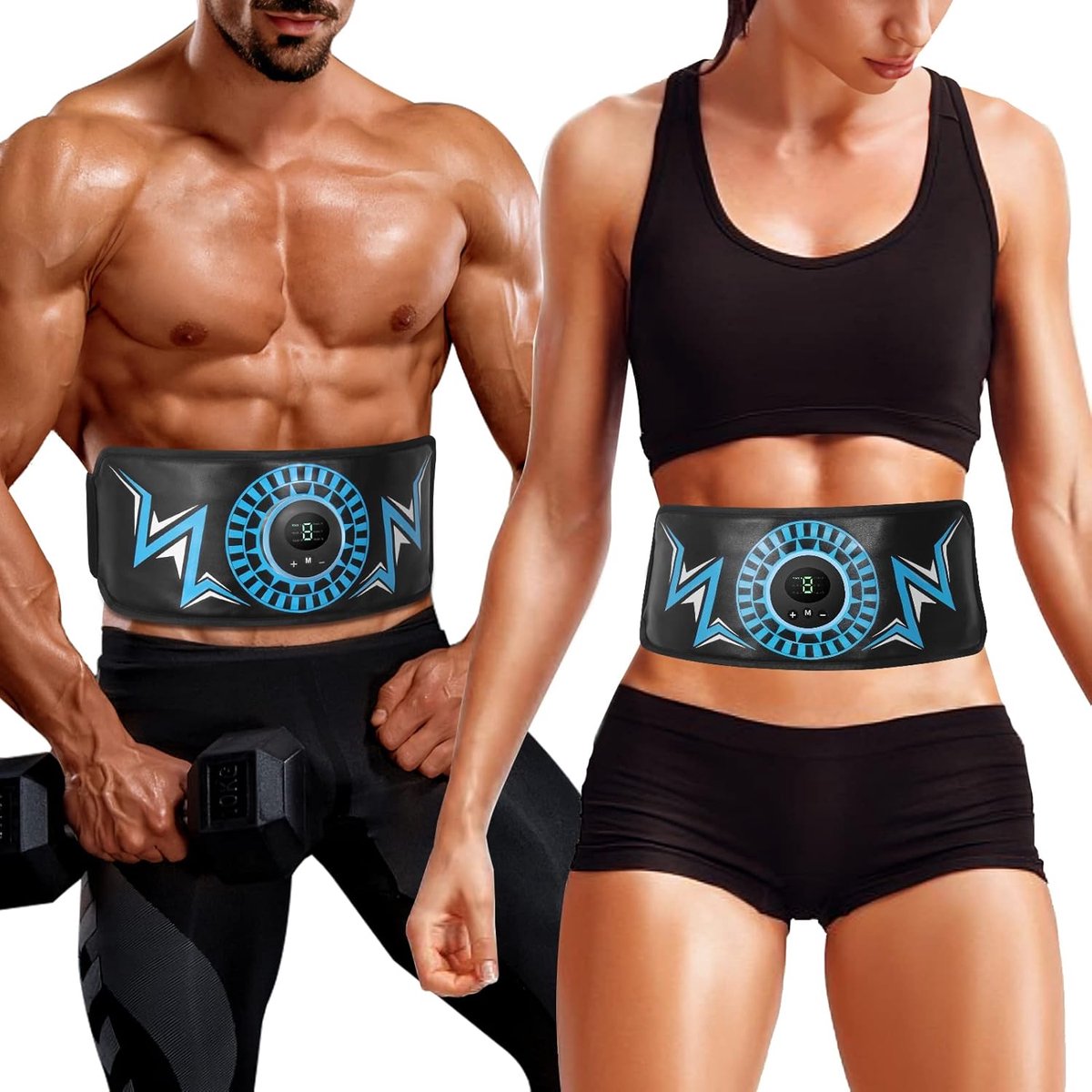 Spierstimulator Riem - Geleidende Riem - Spieropbouw Training - Verstelbare Intensiteit - Universele Maat - Blauw