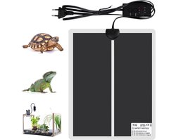 Verwarmingsmat Reptielen - Warmtemat Terrarium - Dierenwelzijn - Drie Snelheden - 28 x 15 cm - Zwart