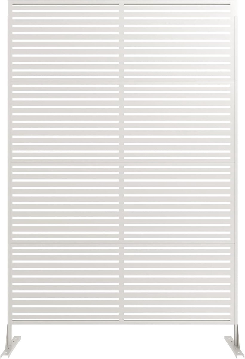 Metalen Privacy Scherm Outdoor & Indoor - Vrijstaande Paravent 180 x 117 cm - Modern Decoratief Tuinscherm - Kamerverdeler met Stabiele Poten - Voor Terras, Balkon en Woonkamer - wit