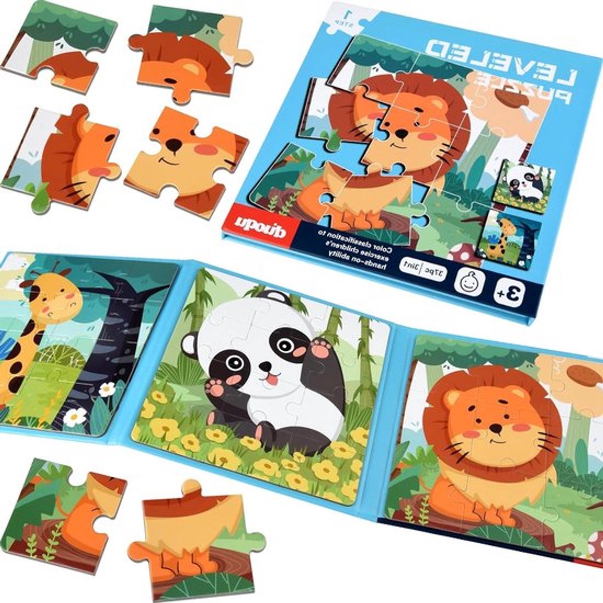 Puzzle bosdieren 9-12-16 stukken voor kinderen vanaf 3 jaar