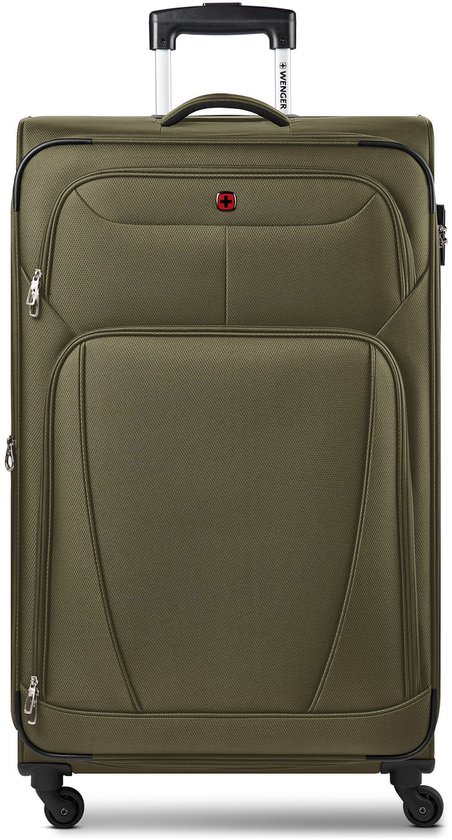 Wenger Beaumont Trolley 4 roues XL 87 cm, taille spéciale avec soufflet d'extension - Bagage souple - Serrure à combinaison - olive