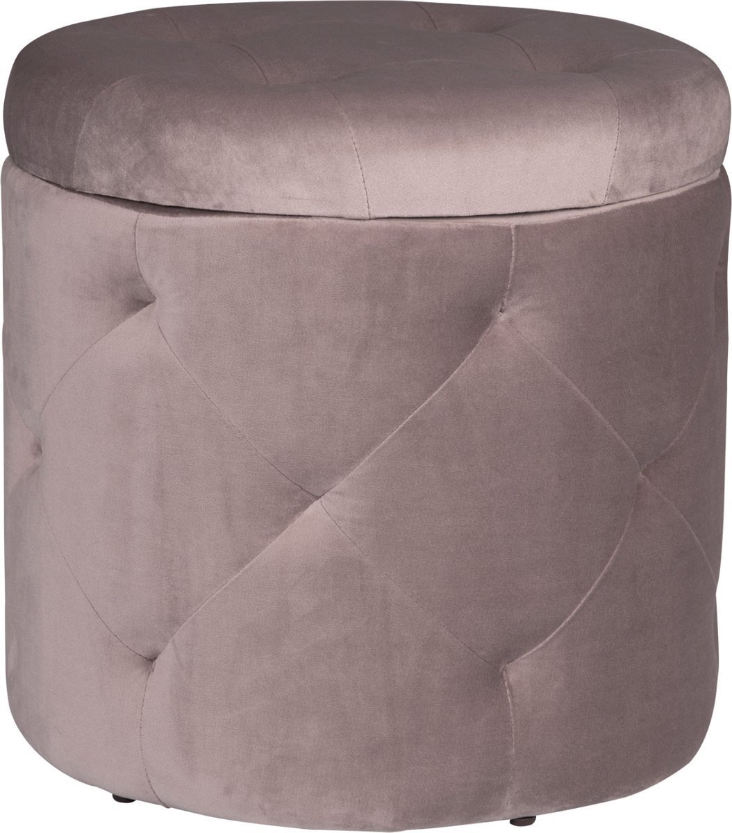 Ronde Poef 39.5x39.5x40cm Roze - Velvet en Met opbergruimte - Voor Dagelijks Gebruik, Thuis en Professioneel Gebruik