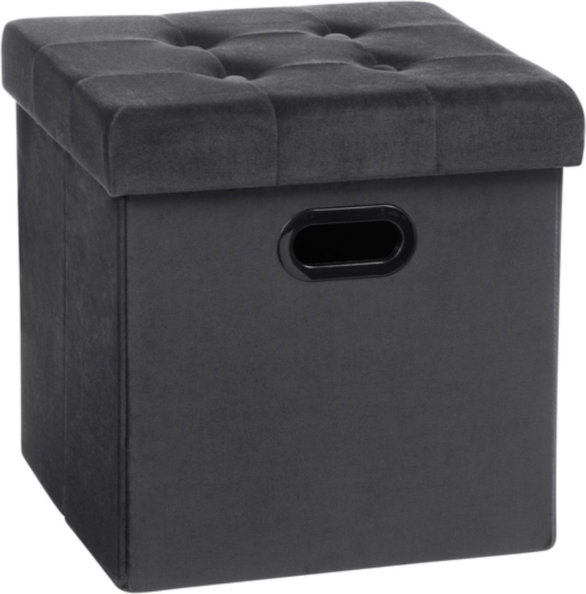 Poef 37.5x37.5x38cm Grijs - Velvet en Met opbergruimte - Voor Dagelijks Gebruik, Thuis en Professioneel Gebruik