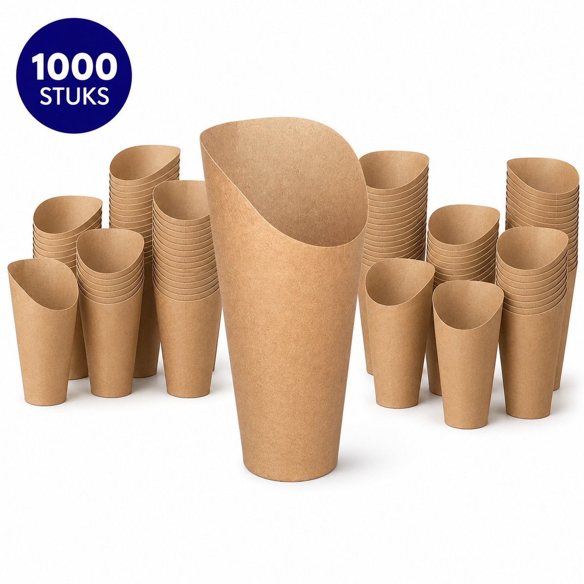 Wrap Snackbekers Groot Kraft 660 ml – 180 mm Hoog – Ø 61 mm – Karton met PE-Coating – Voor Wraps, Friet en Snacks – 1000 Stuks