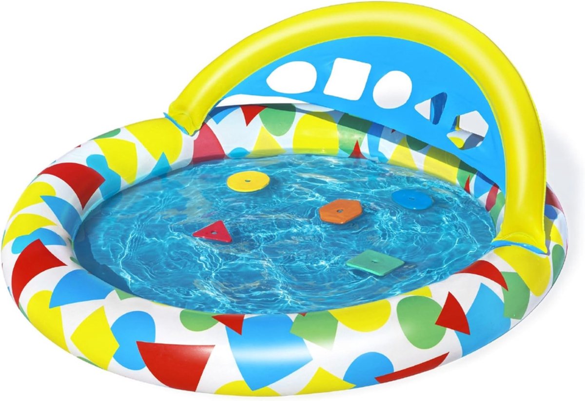 QORA® Kinderzwembad met Glijbaan - Glijbaan - Speelzwembad - Meerkleurig - 120cm x 117cm x 46cm