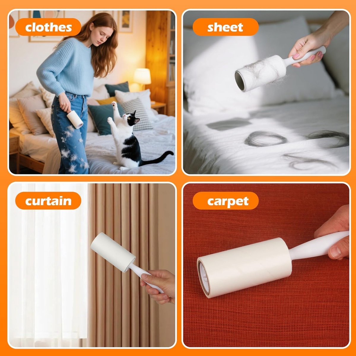 Pluisroller Set - Kunststof - 1200 Vellen - Ergonomische Handgrepen - Voor Dierenliefhebbers