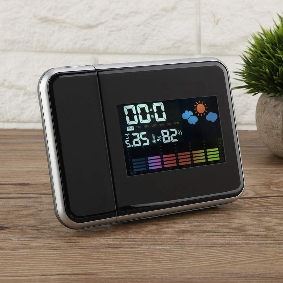 Digitale LED USB Alarmklok met Temperatuurweergave, Weersvoorspelling en Projector voor Slaapkamer en Kantoor – foto 3