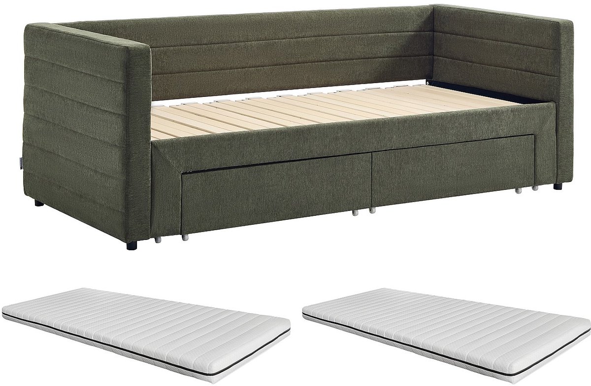 Vente-unique Bedbankje stof groen 2 x 80 x 200 cm