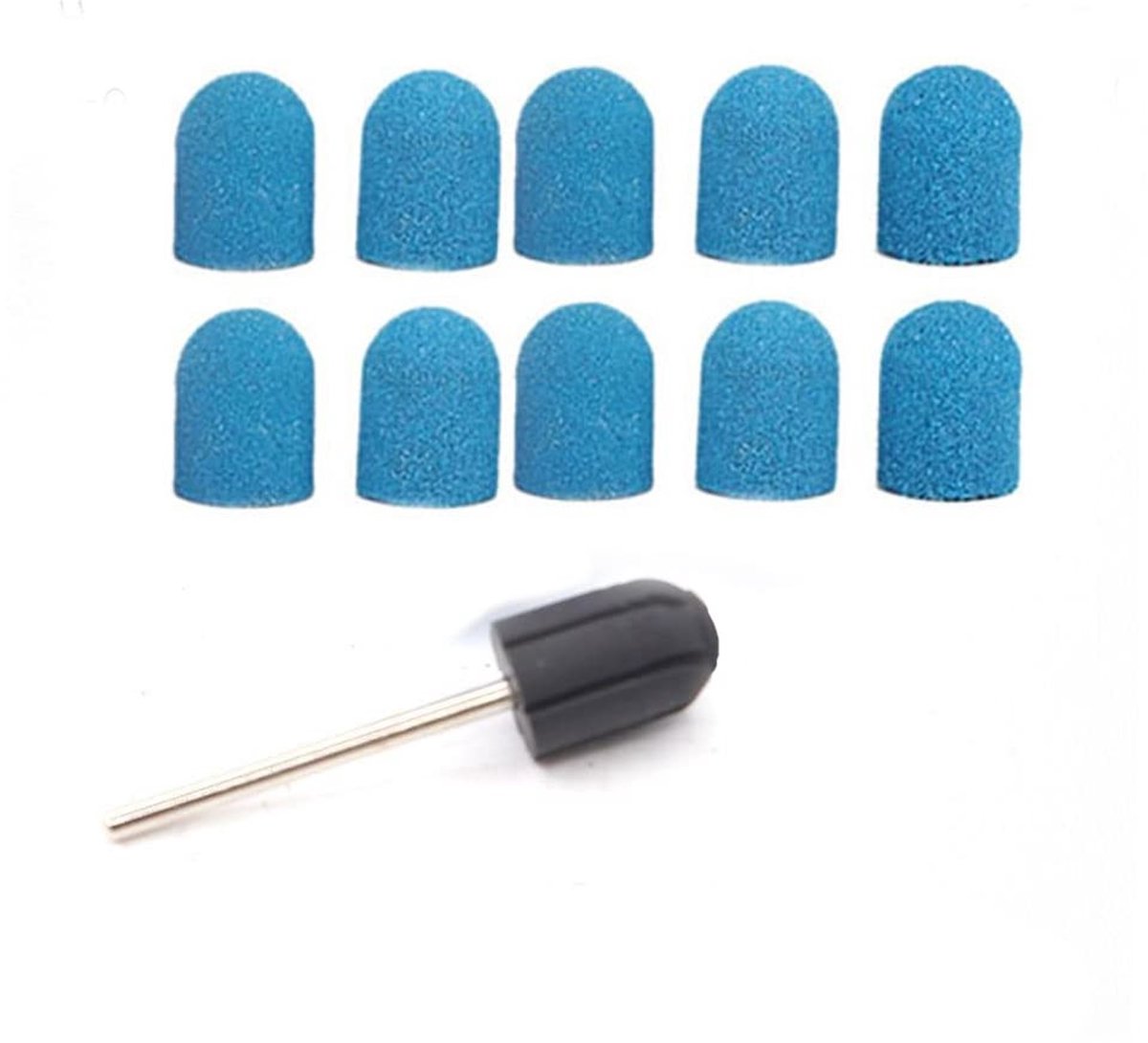 Sanding Bands 13mm x 19mm voor Drommels, Elektrische Boormachines en Nagelverzorging - 1 Boorkop + 10 Schuurcapsules - Perfect voor Manicure en Pedicure Tools