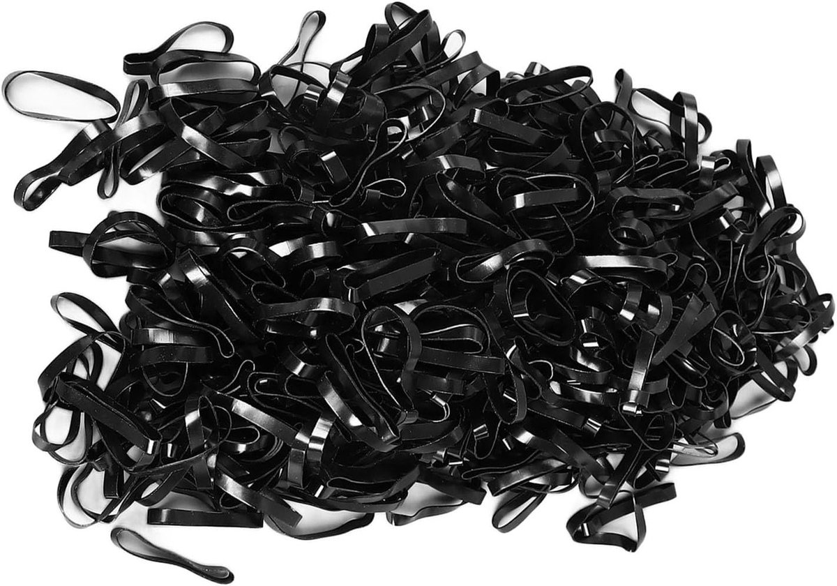 450 Stuks Zwarte Rubber Haarbanden voor Styling, Vlechten en Dieren - Elastische Haaraccessoires voor Kinderen en Huisdieren