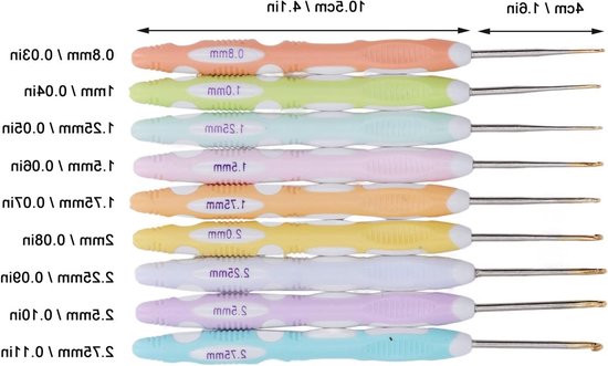 Ergonomische Haaknaalden Set voor Haken en Breien met Diverse Maten van 0.8mm tot 2.75mm voor Creatieve Projecten — afbeelding 5
