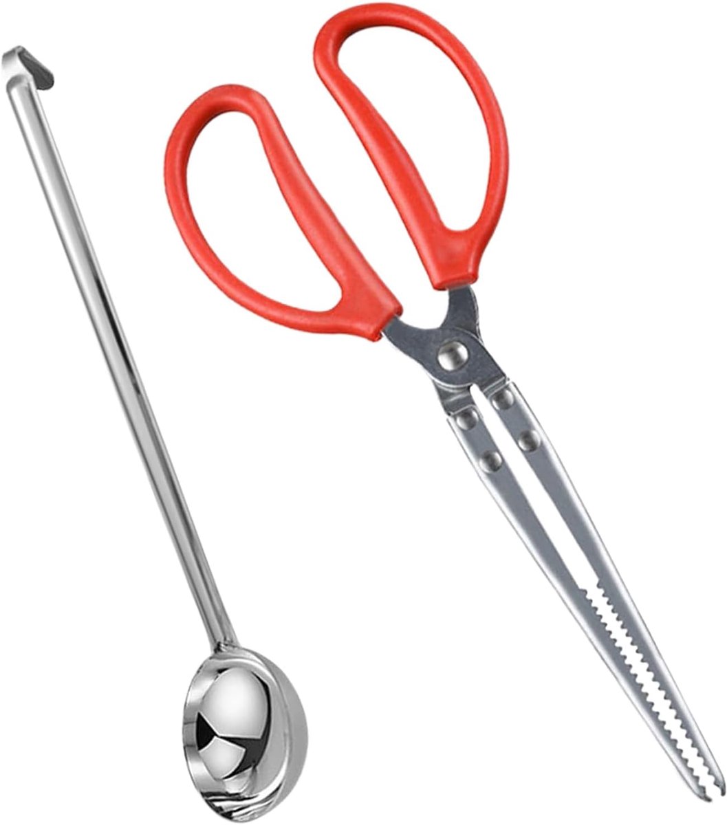 Vuurplaats Tang - Haardgrijper Schop - Kampvuur Onderhoud - Roestvrij Staal - 29cm Tang - Zilver