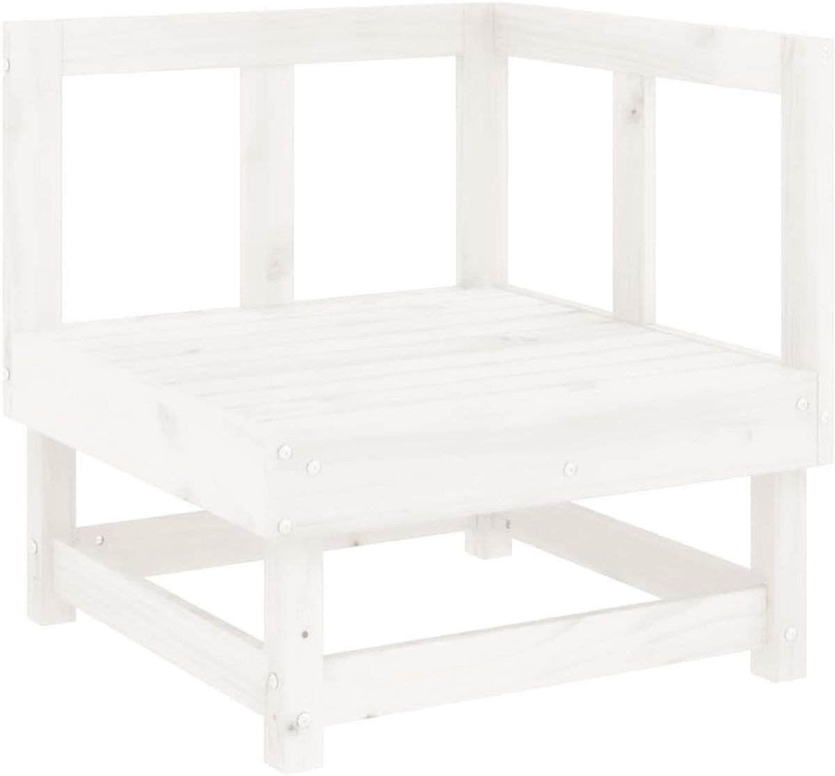 Hoekbank - Modulaire bank - Buiten Zitten - Massief grenenhout - 61 x 61 x 62 cm - Wit
